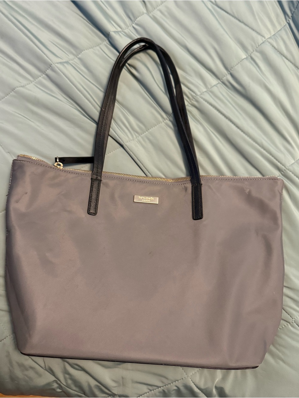 kate spade Lavender Gray Nylon Tote with Black Handles